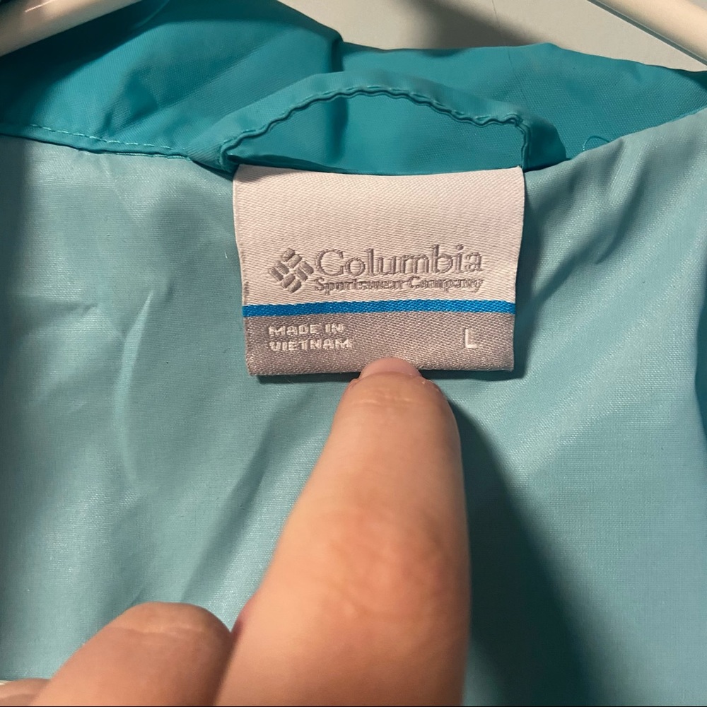 Teal Hooded Columbia Raincoat - Picture 5 of 6
